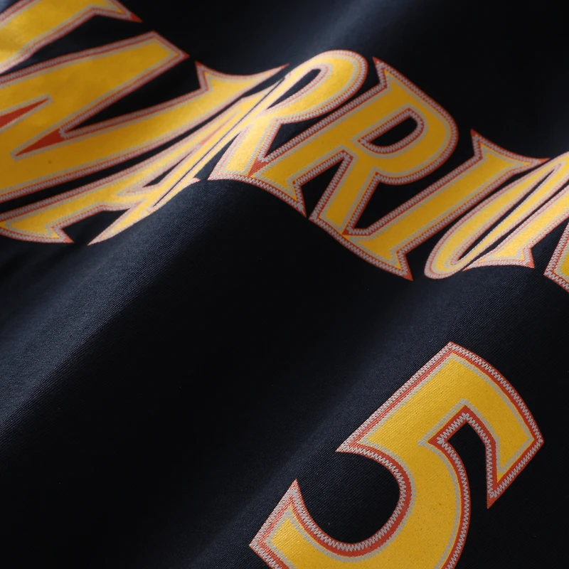 Men's Mitchell & Ness Baron Davis Navy Golden State Warriors Hardwood Classics Stitch Name Number T-Shirt