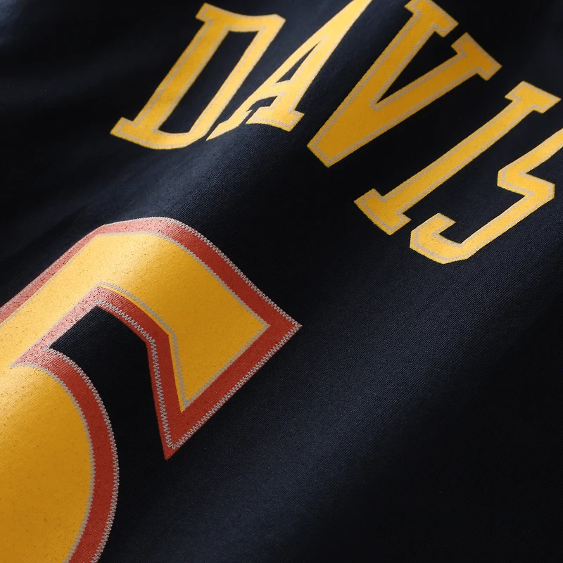Men's Mitchell & Ness Baron Davis Navy Golden State Warriors Hardwood Classics Stitch Name Number T-Shirt