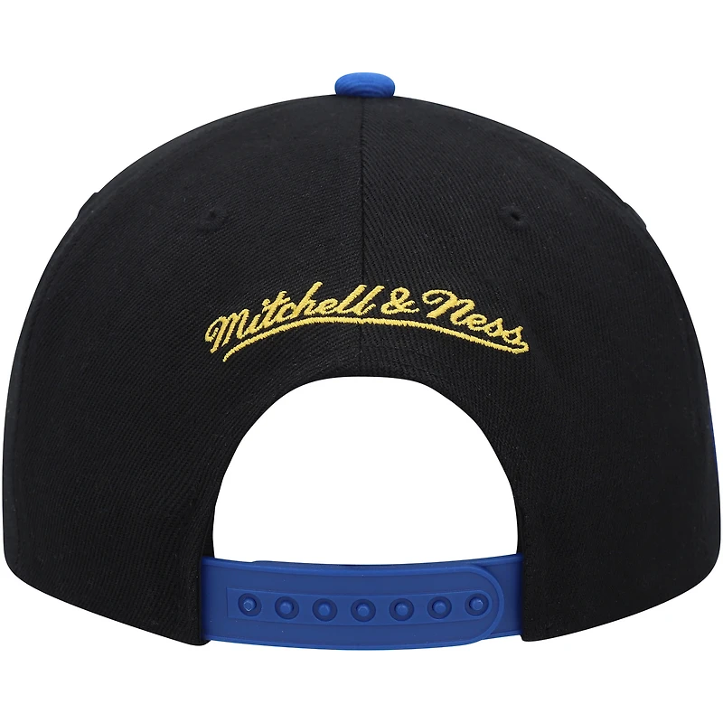 Casquette Snapback Side Core 2.0 Mitchell & Ness noir/Royal Golden State Warriors pour hommes