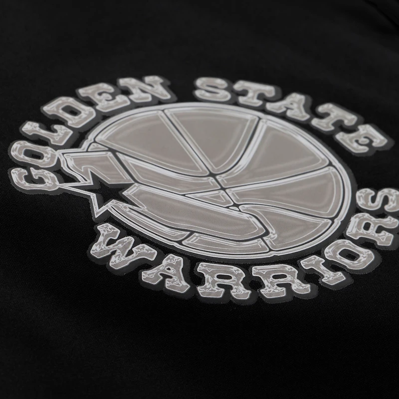 Men's Mitchell & Ness Black Golden State Warriors Chrome Satin Bomber Full-Zip Jacket