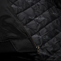 Veste bomber zippée Mitchell & Ness Golden State Warriors en satin chromé noir pour homme