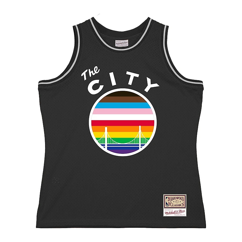 Maillot Mitchell & Ness noir Golden State Warriors Hardwood Classic Pride pour hommes
