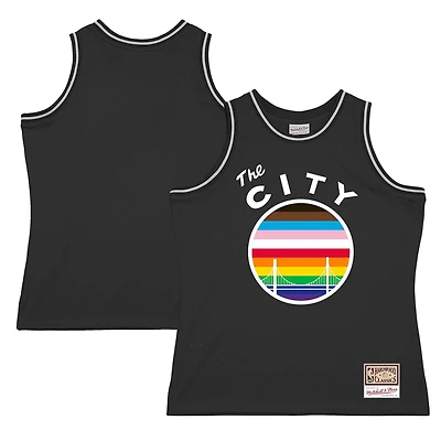 Maillot Mitchell & Ness noir Golden State Warriors Hardwood Classic Pride pour hommes