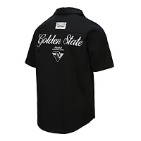 Men's Mitchell & Ness Black Golden State Warriors Hardwood Classics Camp Shirt