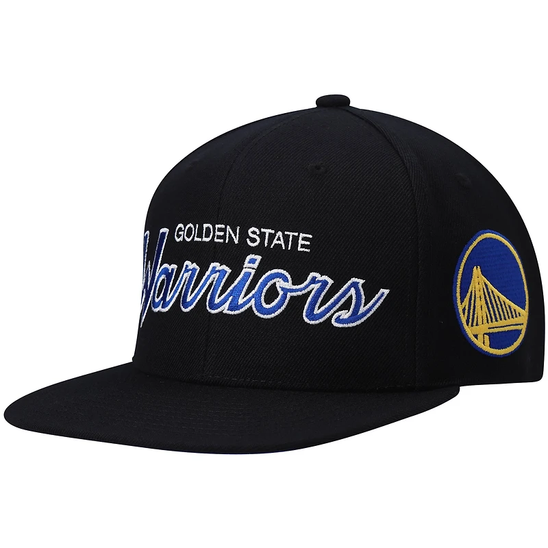 Casquette snapback Mitchell & Ness Hardwood Classics Script 2.0 noire pour homme, Golden State Warriors