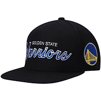 Casquette snapback Mitchell & Ness Hardwood Classics Script 2.0 noire pour homme, Golden State Warriors