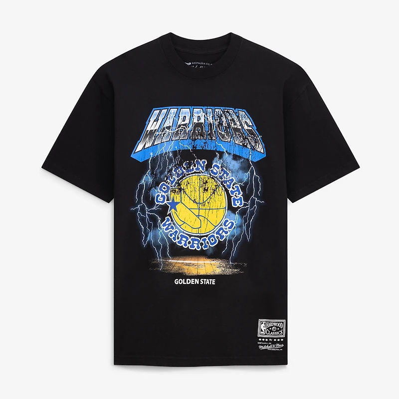 Men's Mitchell & Ness Black Golden State Warriors Lightning T-Shirt