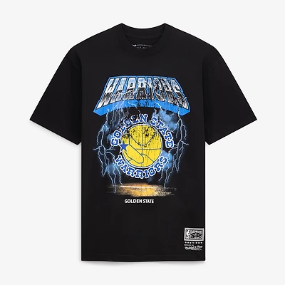 Men's Mitchell & Ness Black Golden State Warriors Lightning T-Shirt