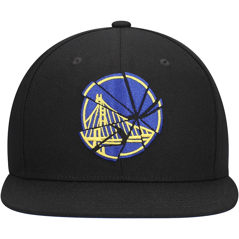 Casquette Snapback Shattered noire Golden State Warriors Mitchell & Ness pour hommes