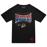 Men's Mitchell & Ness  Black Golden State Warriors Worldwide Collection Glow Up T-Shirt