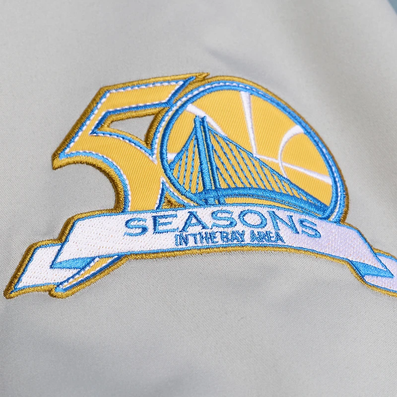 Men's Mitchell & Ness  Blue/Silver Golden State Warriors Thunderstorm Lightweight Satin Full-Snap Jacket