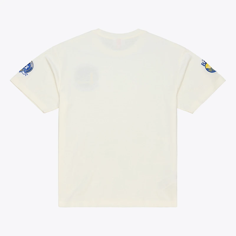T-shirt premium à coutures chaîne Mitchell & Ness crème Golden State Warriors Hardwood Classics pour homme