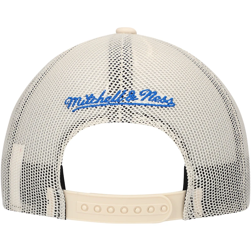 Casquette réglable de camionneur crème Golden State Warriors Mitchell & Ness pour hommes