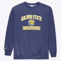 Men's Mitchell & Ness Heather Royal Golden State Warriors Hardwood Classics Big Tall Crewneck Sweatshirt