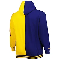 Chandail à capuchon fendu Big & Tall Hardwood Classics de Mitchell Ness pour homme, bleu marine/doré