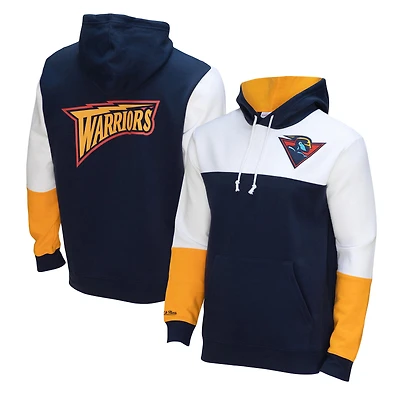 Chandail à capuchon Golden State Warriors Hardwood Classics Fusion 2.0 pour homme Mitchell & Ness bleu marine/blanc