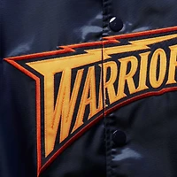 Men's Mitchell & Ness Navy Golden State Warriors Big Tall Hardwood Classics Raglan Satin Full-Snap Jacket