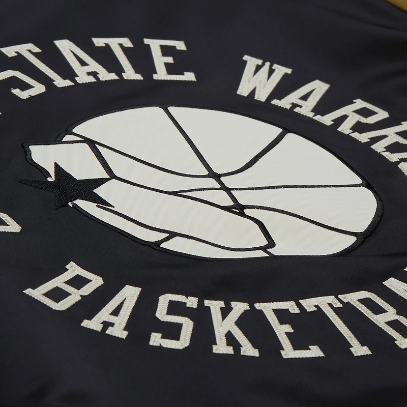 Men's Mitchell & Ness Olive/Black Golden State Warriors Clutch Satin Raglan Full-Snap Jacket