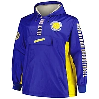 Mitchell & Ness Royal Golden State Warriors Big Tall Hardwood Classics Team OG 2.0 Anorak Veste coupe-vent à capuche et quart de zip pour hommes