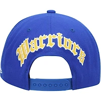 Mitchell & Ness Royal Golden State Warriors Hardwood Classics English Dropback pour homme - Casquette Snapback