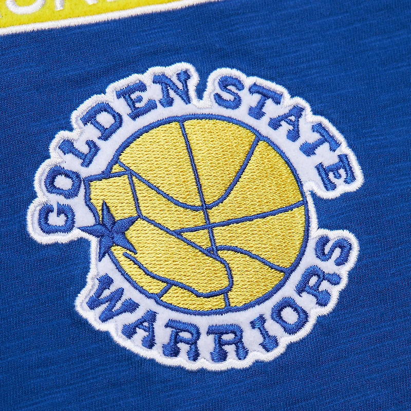 Men's Mitchell & Ness Royal Golden State Warriors Hardwood Classics Felt Applique Slub T-Shirt