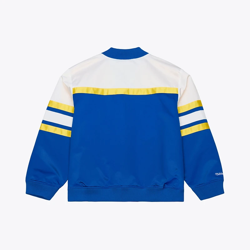 Veste Mitchell & Ness Royal Golden State Warriors Hardwood Classics Head Coach pour homme, en satin léger à boutons-pression.