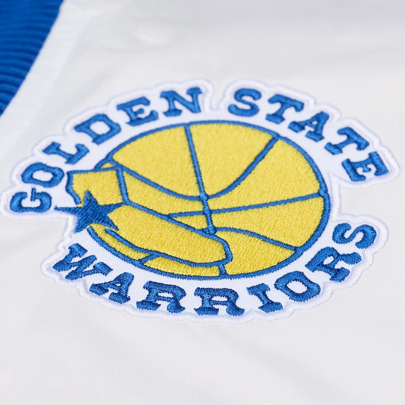 Men's Mitchell & Ness  Royal Golden State Warriors Hardwood Classics Head Coach Lightweight Satin Full-Snap Jacket