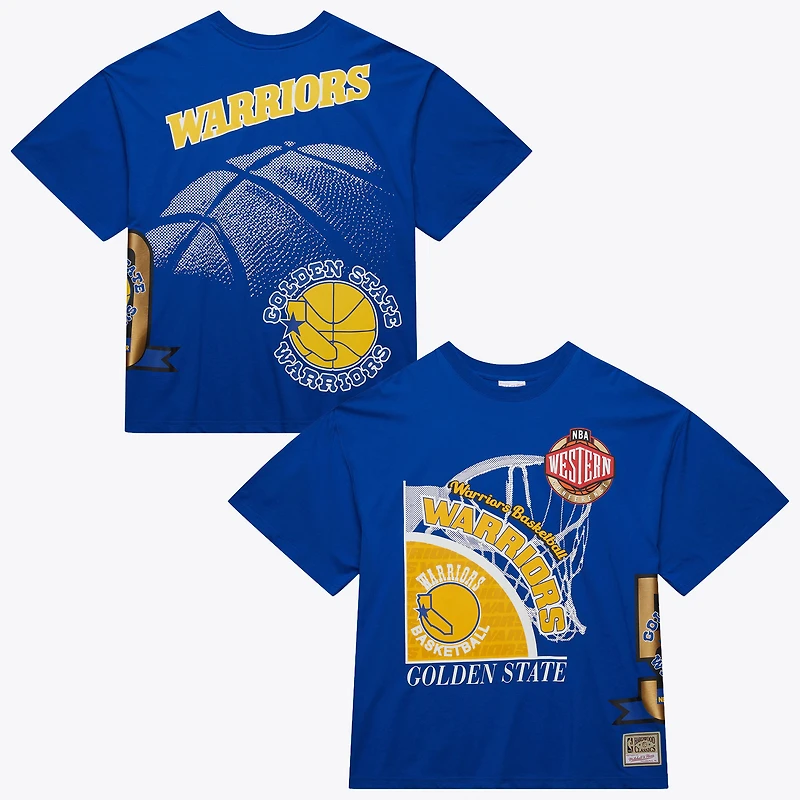 Men's Mitchell & Ness Royal Golden State Warriors Hardwood Classics Logo Blast T-Shirt