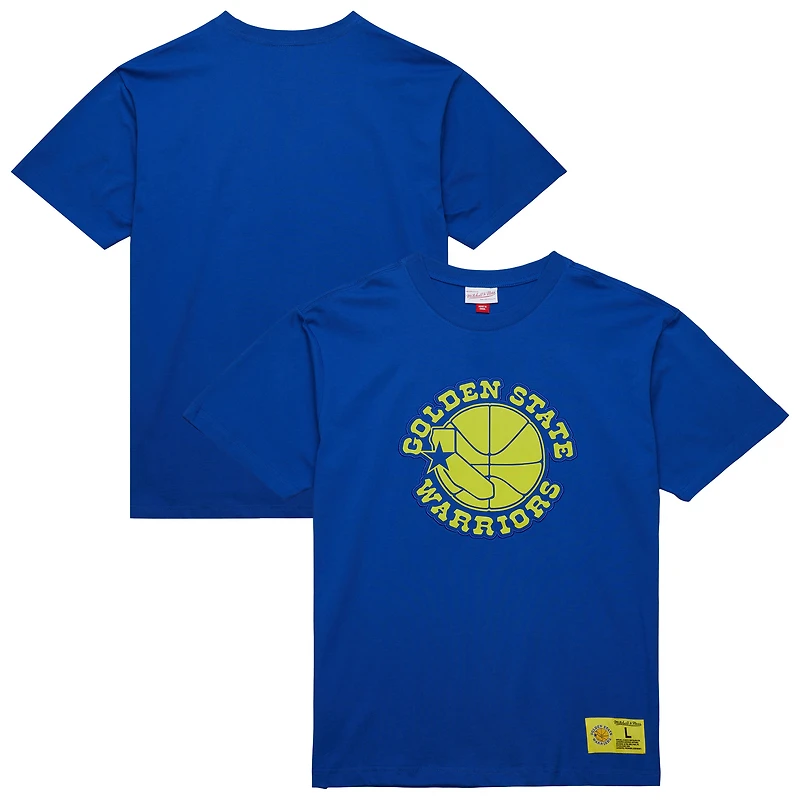 T-shirt Mitchell & Ness Royal Golden State Warriors Hardwood Classics pour homme avec logo Neon Nights
