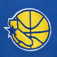 Men's Mitchell & Ness Royal Golden State Warriors Hardwood Classics Old School Stacked Text Snapback Hat