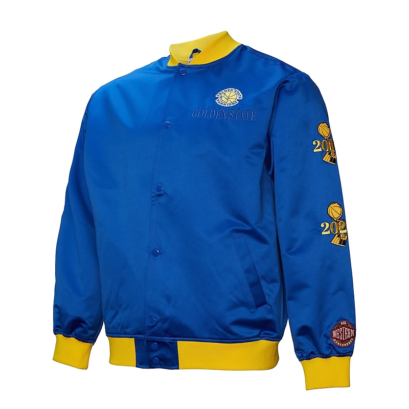 Veste à boutons-pression en satin léger Mitchell & Ness Royal Golden State Warriors Hardwood Classics Team OG 3.0 pour homme