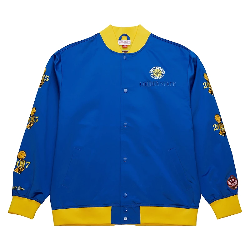 Veste à boutons-pression en satin léger Mitchell & Ness Royal Golden State Warriors Hardwood Classics Team OG 3.0 pour homme