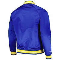 Veste à bouton-pression intégrale raglan avec logo Mitchell & Ness Royal Golden State Warriors Hardwood Classics pour hommes