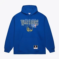 Men's Mitchell & Ness Royal Golden State Warriors Team Name Stack Logo Hoodie