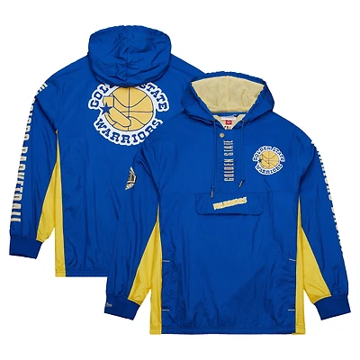 Veste coupe-vent Mitchell & Ness Royal Golden State Warriors Team OG 2.0 Vintage Logo Anorak pour homme avec fermeture éclair quart de tour