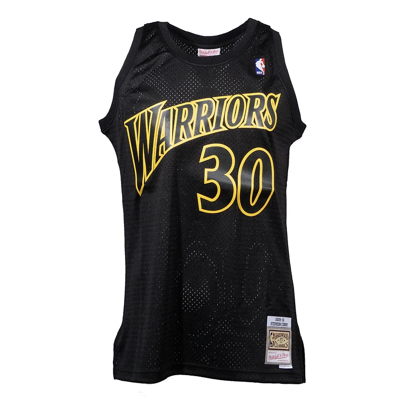 Maillot Swingman dynamique des Golden State Warriors Mitchell & Ness Stephen Curry noir 2009/10 Hardwood Classics pour hommes