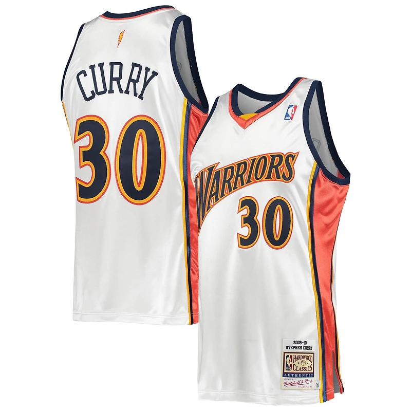 Men's Mitchell & Ness Stephen Curry White Golden State Warriors 2009/10 Hardwood Classics Authentic Jersey