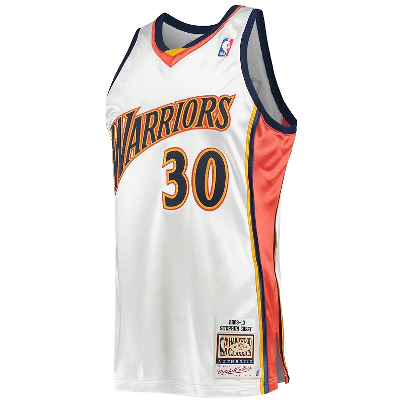 Men's Mitchell & Ness Stephen Curry White Golden State Warriors 2009/10 Hardwood Classics Authentic Jersey