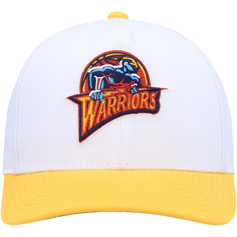 Mitchell & Ness Homme Blanc/Or Golden State Warriors Hardwood Classics Core 2-Tone 2.0 Pro Snapback Casquette