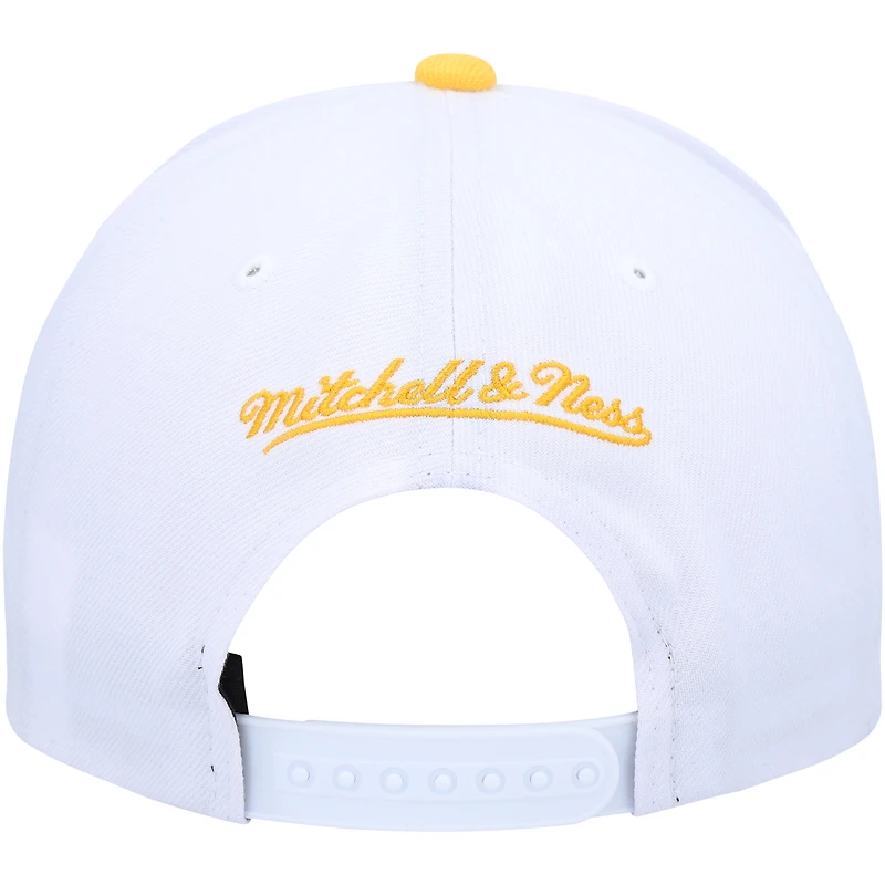 Men's Mitchell & Ness White/Gold Golden State Warriors Hardwood Classics Core 2-Tone 2.0 Pro Snapback Hat