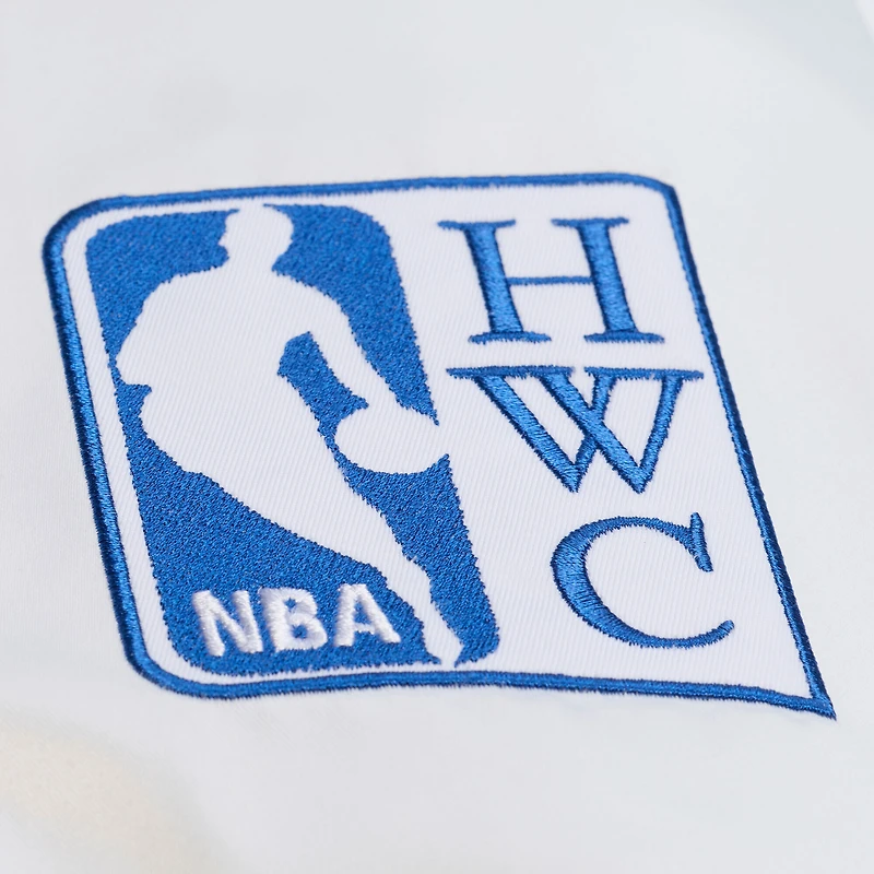 Veste légère en satin à boutons-pression Mitchell & Ness Golden State Warriors, blanche, pour homme