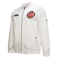 Veste zippée en satin blanc pour homme Mitchell & Ness Golden State Warriors Hardwood Classics Nights Team Leader