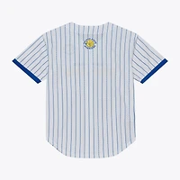 Maillot de baseball Mitchell & Ness blanc pour homme, Golden State Warriors, entraîneur-chef, rayures fines, maille, boutons complets
