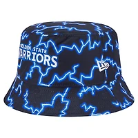 Men's New Era Black/Light Blue Golden State Warriors Summer Sun and Storm Reversible Bucket Hat