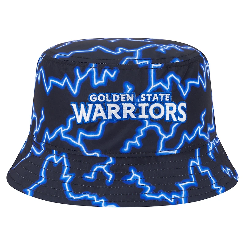 Men's New Era Black/Light Blue Golden State Warriors Summer Sun and Storm Reversible Bucket Hat