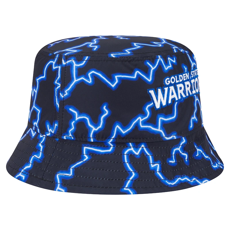 Men's New Era Black/Light Blue Golden State Warriors Summer Sun and Storm Reversible Bucket Hat