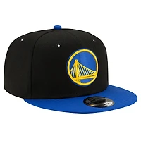Casquette Snapback 9FIFTY couleur officielle de l'équipe New Era pour hommes, noir/royal Golden State Warriors, 2 tons