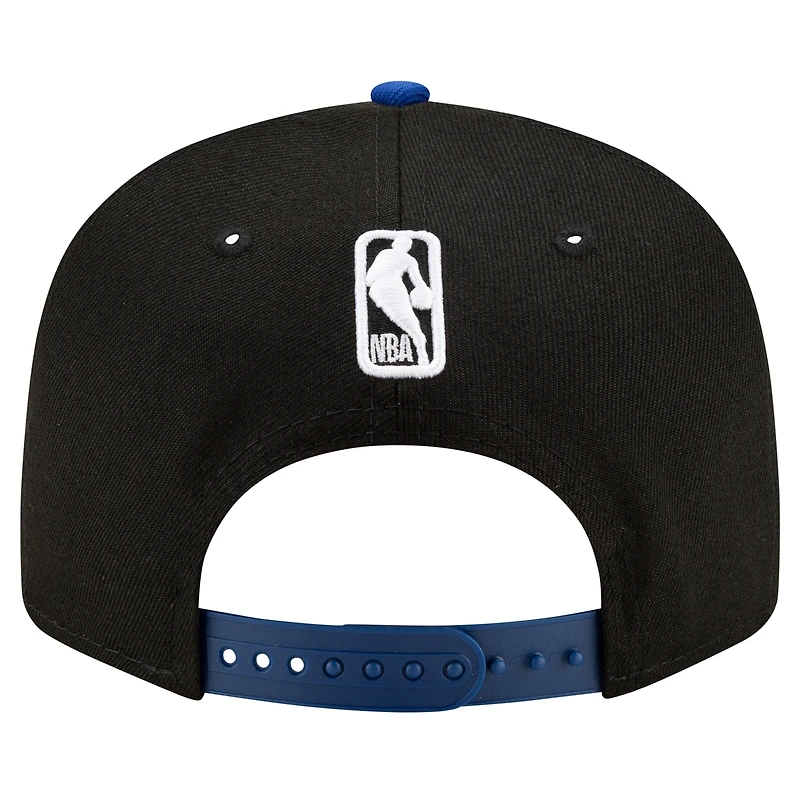 Casquette Snapback 9FIFTY couleur officielle de l'équipe New Era pour hommes, noir/royal Golden State Warriors, 2 tons