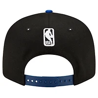 Casquette Snapback 9FIFTY couleur officielle de l'équipe New Era pour hommes, noir/royal Golden State Warriors, 2 tons