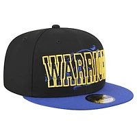 Men's New Era Black/Royal Golden State Warriors Sport Night Splatter 2-Tone 9FIFTY Snapback Hat
